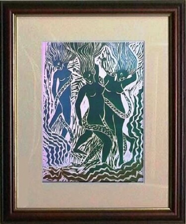 Printmaking titled "08_Figuras" by Maria Lucia Pacheco, Original Artwork, Xylography