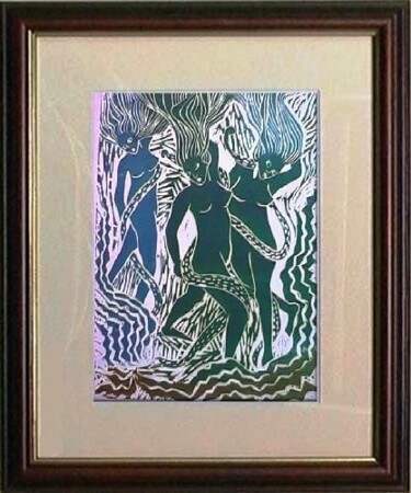 Printmaking titled "19_O Purgatório 2" by Maria Lucia Pacheco, Original Artwork, Xylography