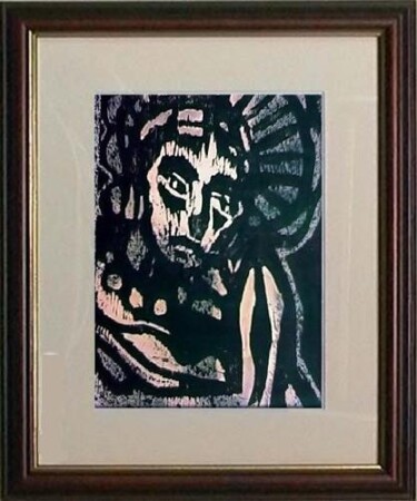 Druckgrafik mit dem Titel "30_Cristo" von Maria Lucia Pacheco, Original-Kunstwerk, Holzschnitt