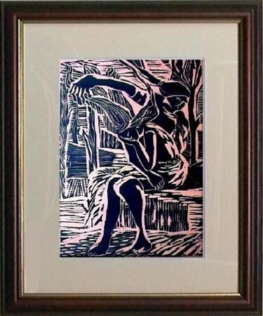 Printmaking titled "31_Banco de praça" by Maria Lucia Pacheco, Original Artwork, Xylography