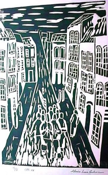 Printmaking titled "36_A banda 2" by Maria Lucia Pacheco, Original Artwork, Xylography