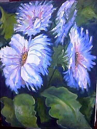 Pintura intitulada "Flores da imaginação" por Maria Lucia Pacheco, Obras de arte originais, Óleo