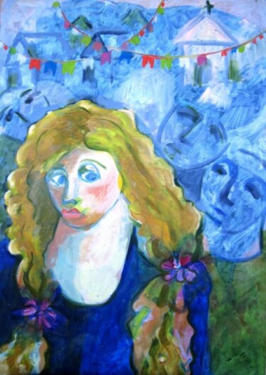Pintura intitulada "Festa caipira" por Maria Lucia Pacheco, Obras de arte originais, Óleo