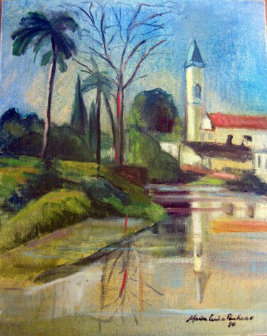 Painting titled "004 -Paisagem com i…" by Maria Lucia Pacheco, Original Artwork, Oil