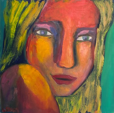 Painting titled "Verano" by Maria Lucrecia Serrat, Original Artwork, Oil Mounted on Wood Stretcher frame