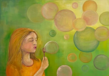 Pintura titulada "Burbujas" por Maria Lucrecia Serrat, Obra de arte original, Oleo Montado en Bastidor de camilla de madera