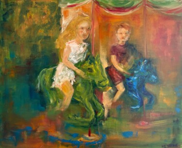Pintura titulada "La vuelta al niño" por Maria Lucrecia Serrat, Obra de arte original, Oleo Montado en Bastidor de camilla d…