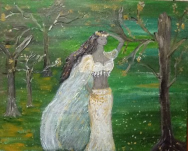 Painting titled "La Ninfa del bosque" by Bascoy, Original Artwork, Acrylic