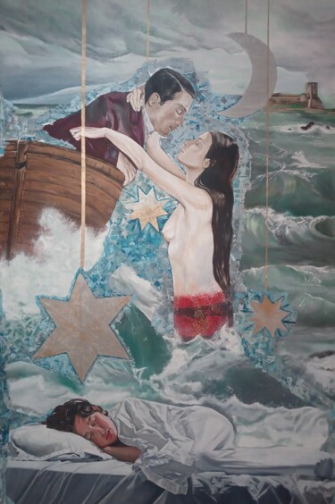 Картина под названием "Sueño" - María Mateo, Подлинное произведение искусства, Масло Установлен на Деревянная рама для носил…