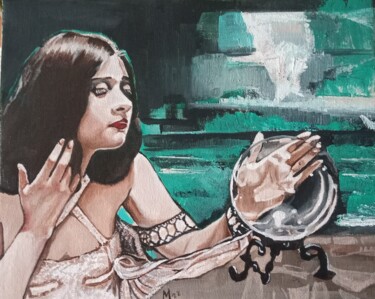 Schilderij getiteld "Salomé" door María Mateo, Origineel Kunstwerk, Olie Gemonteerd op Frame voor houten brancard