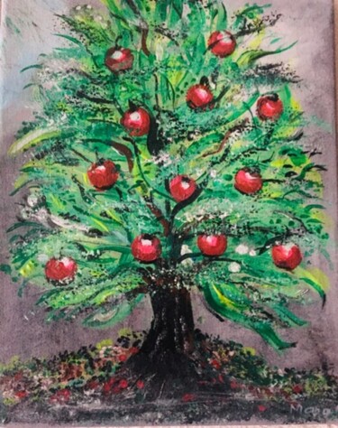 Schilderij getiteld "Drzewo z owocami" door Maria Matyasek, Origineel Kunstwerk, Acryl