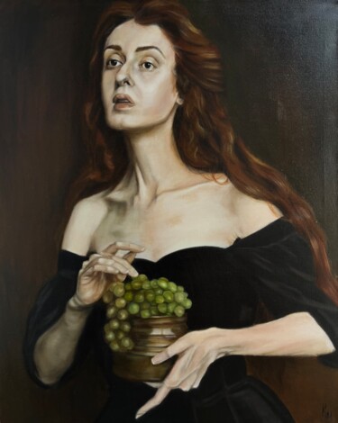 제목이 "Девушка с виноградом"인 미술작품 Maria Migda로, 원작, 기름