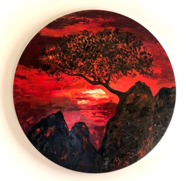 Schilderij getiteld "Wild sunset" door Maria Mikileva, Origineel Kunstwerk, Olie