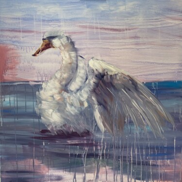 Картина под названием "swan" - Maria Miller, Подлинное произведение искусства, Акрил Установлен на Деревянная рама для носил…