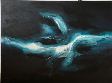 Painting titled "Whale. Abstract art" by Maria Mindal, Original Artwork, Acrylic Mounted on Wood Stretcher frame