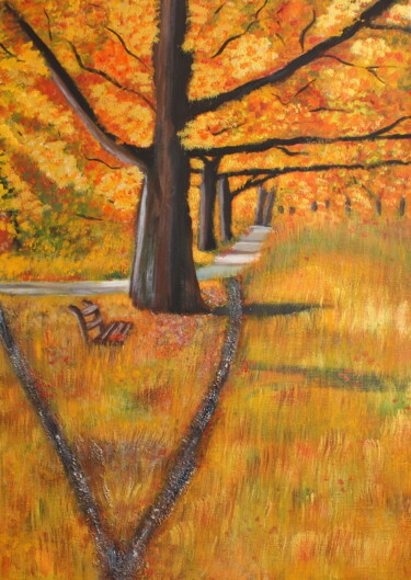 Картина под названием "Golden Autumn" - Maria Molchanova, Подлинное произведение искусства, Акрил