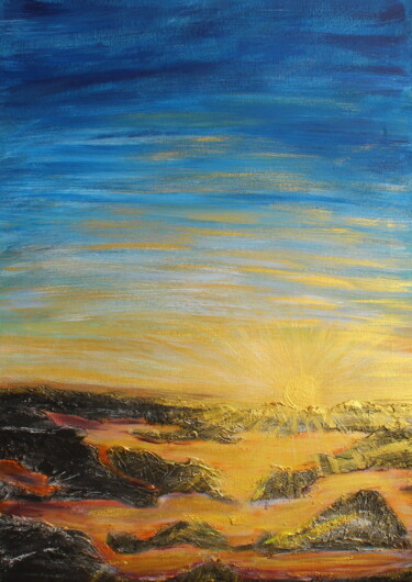 Painting titled "Sun over the sea" by Maria Molchanova, Original Artwork, Acrylic