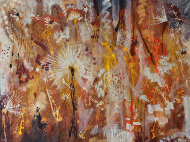 Malarstwo zatytułowany „Floral abstraction” autorstwa Maria Moretti, Oryginalna praca, Olej Zamontowany na Drewniana rama no…