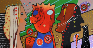 Картина под названием "Talking heads" - Maria Moretti, Подлинное произведение искусства, Масло Установлен на Деревянная рама…