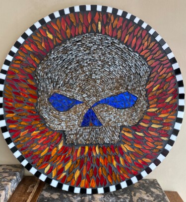 Sculpture titled "Willie" by Maria Mosaics, Original Artwork, Mosaic Mounted on Wood Panel