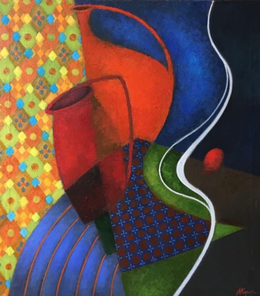 Картина под названием "‘«Красные кувшины»" - Мария Мосунова-Короткина, Подлинное произведение искусства, Масло