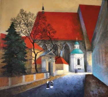 Painting titled "Bratislava.The cath…" by Mariia Mosunova Korotkina, Original Artwork, Oil