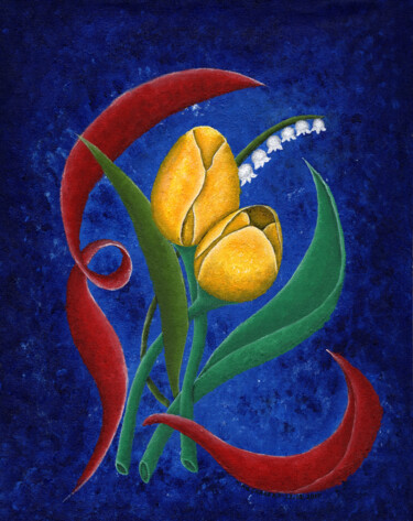 Painting titled "Tulip" by Maria Mucharska, Original Artwork, Oil