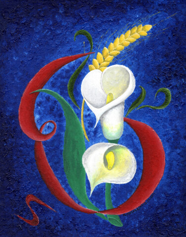 Painting titled "Calla Lily" by Maria Mucharska, Original Artwork, Oil
