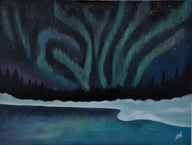 Картина под названием "Northern lights" - Maria Nasr, Подлинное произведение искусства, Масло