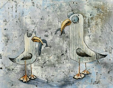 Ζωγραφική με τίτλο "Давай мериться рыбк…" από Maria Nesterova, Αυθεντικά έργα τέχνης, Ακρυλικό