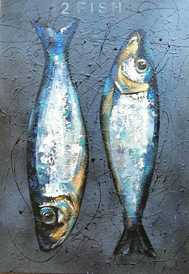 Peinture intitulée "2 fish" par Maria Nesterova, Œuvre d'art originale, Acrylique