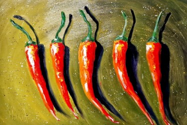 Painting titled "Hot chili" by Maria Nesterova, Original Artwork, Oil