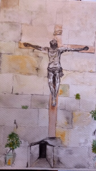 Dibujo titulada "Jesús" por María Novo, Obra de arte original, Acuarela