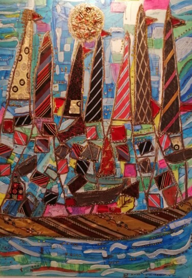 Malerei mit dem Titel "Barcos" von Maria Paixao, Original-Kunstwerk, Acryl