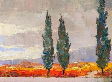 Un paysage d'automne Peinture intitulée "Un paysage d'automne" par Maria Shevchuk, Œuvre d'art originale, Acrylique Monté sur Châssis