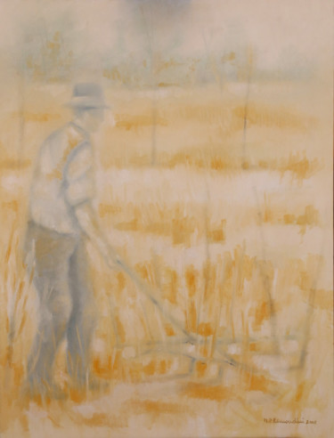 Pittura intitolato "Contadino nel campo…" da Maria Paola Remondini, Opera d'arte originale