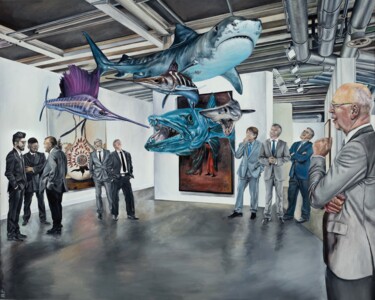 Malarstwo zatytułowany „Art Basel 2030: Ins…” autorstwa Maria Petroff, Oryginalna praca, Olej Zamontowany na Drewniana rama…