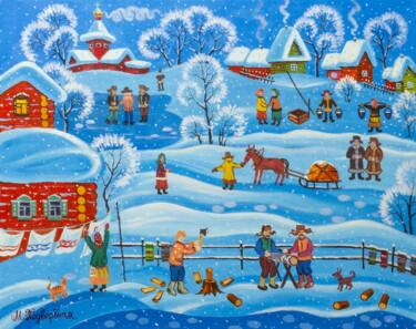 Painting titled "Winter Care" by Maria Podverbnaya, Original Artwork, Oil