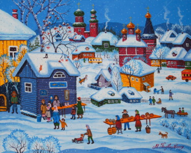 Painting titled "Town fair" by Maria Podverbnaya, Original Artwork, Oil