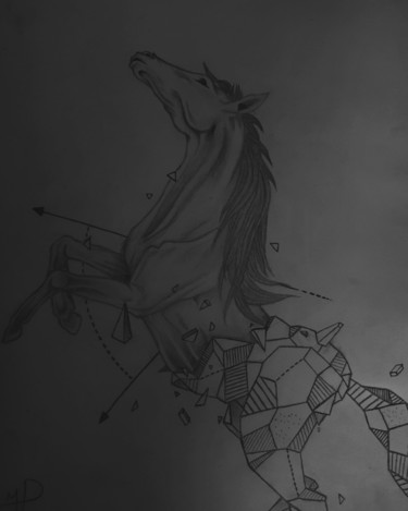Tekening getiteld "Fantasy horse" door Maria Politou, Origineel Kunstwerk