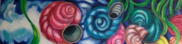 Malerei mit dem Titel "caracolas de colores" von Maria Restrepo, Original-Kunstwerk, Öl