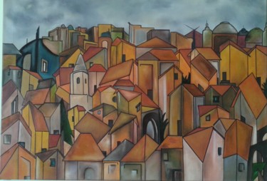 Painting titled "village.jpg" by Maria Ribeiro, Original Artwork