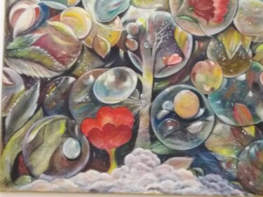 Painting titled "paradise-garden." by Maria Rigatou, Original Artwork, Acrylic