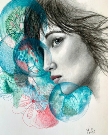 Рисунок под названием "Colorful bubbles" - Maria Romano, Подлинное произведение искусства, Пастель