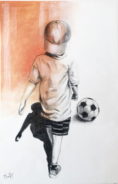 Dessin intitulée "Childhood 3" par Maria Romano, Œuvre d'art originale, Fusain