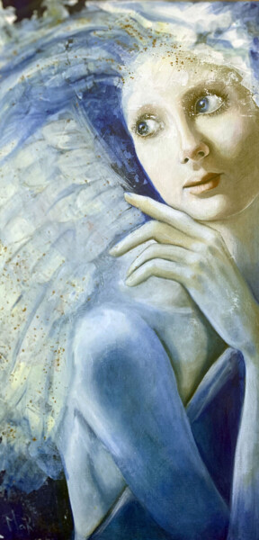 Painting titled "Blue Angel" by Maria Romano, Original Artwork, Oil