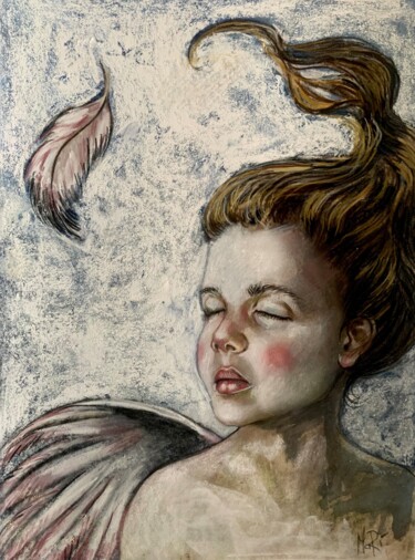 Pittura intitolato "Rose Angel" da Maria Romano, Opera d'arte originale, Pastello