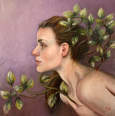 Painting titled "Mother Nature" by Maria Romano, Original Artwork, Oil Mounted on Wood Stretcher frame