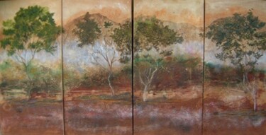 Painting titled "Cuatro árboles" by Maria Rosa Astorga, Original Artwork