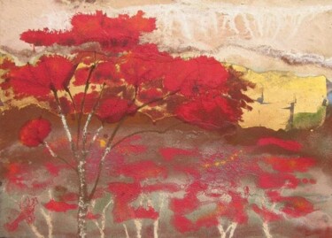 Pintura titulada "Arbol rojo dos" por Maria Rosa Astorga, Obra de arte original